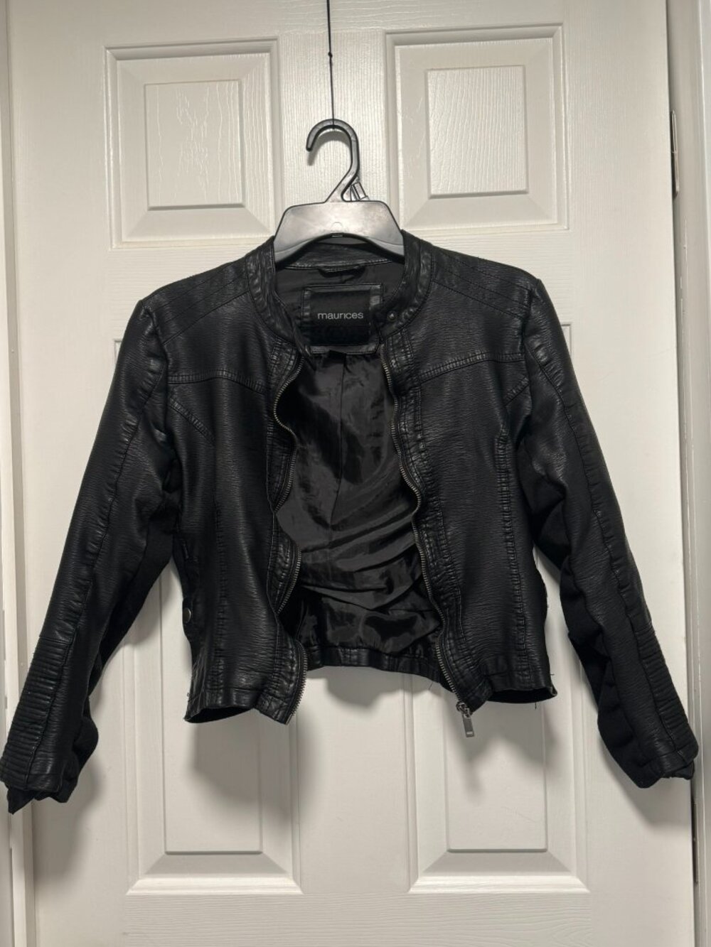 Maurices Black Faux Leather Jacket size Medium